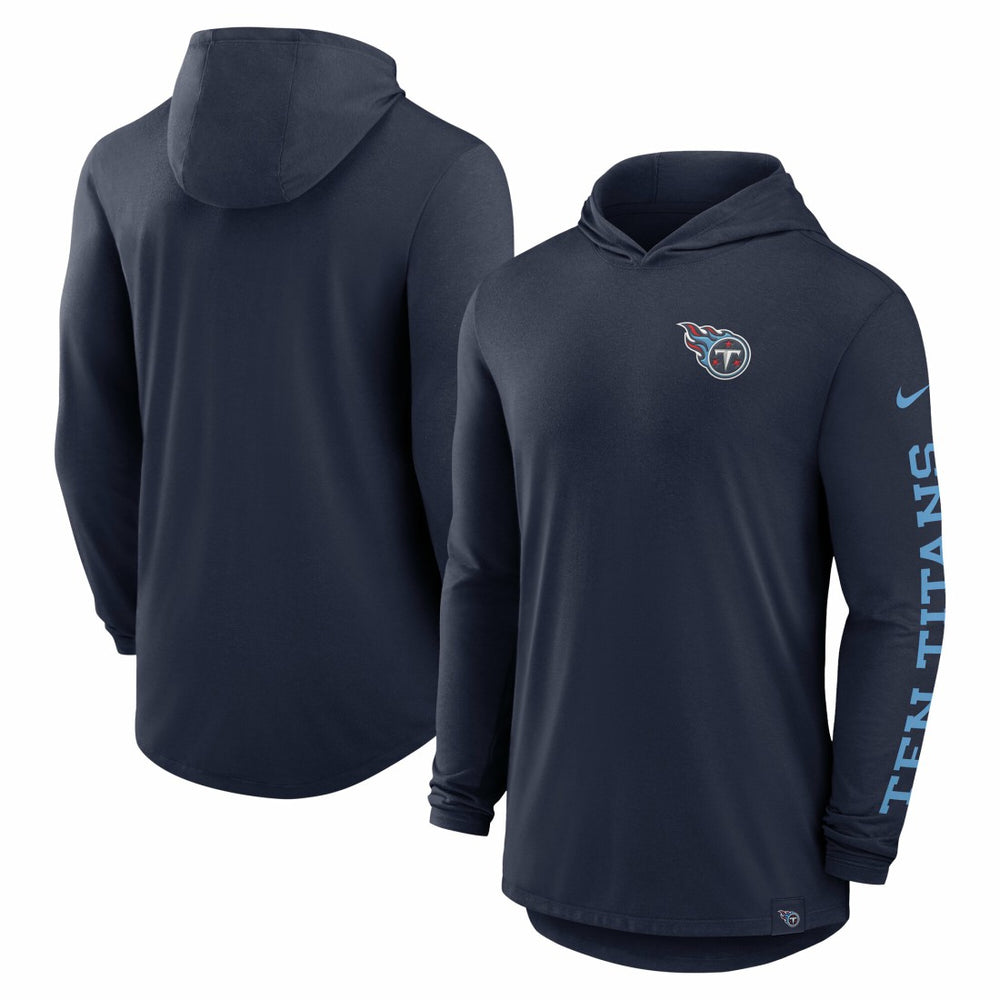 Tennessee Titans Blitz Tri-Blend Dri-FIT Long Sleeve Hoodie T-Shirt - Navy - Nike