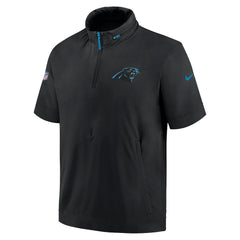 Carolina Panthers 2024 Sideline Coach Short Sleeve Half-Zip Hoodie Jacket - Black - Nike