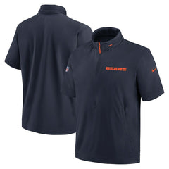 Chicago Bears 2024 Sideline Coach Short Sleeve Half-Zip Hoodie Jacket - Navy - Nike