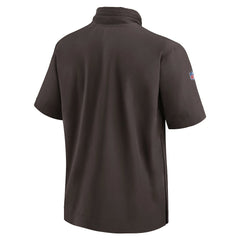 Cleveland Browns 2024 Sideline Coach Short Sleeve Half-Zip Hoodie Jacket - Brown - Nike