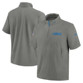 Detroit Lions 2024 Sideline Coach Short Sleeve Half-Zip Hoodie Jacket - Gray - Nike