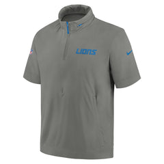 Detroit Lions 2024 Sideline Coach Short Sleeve Half-Zip Hoodie Jacket - Gray - Nike