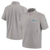 Miami Dolphins 2024 Sideline Coach Short Sleeve Half-Zip Hoodie Jacket - Gray - Nike