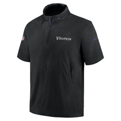 Minnesota Vikings 2024 Sideline Coach Short Sleeve Half-Zip Hoodie Jacket - Black - Nike
