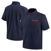 New England Patriots 2024 Sideline Coach Short Sleeve Half-Zip Hoodie Jacket - Navy - Nike