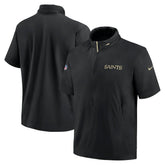 New Orleans Saints 2024 Sideline Coach Short Sleeve Half-Zip Hoodie Jacket - Black - Nike