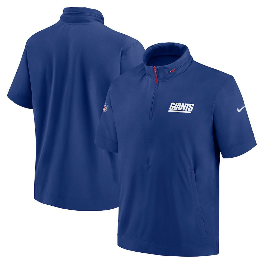 New York Giants 2024 Sideline Coach Short Sleeve Half-Zip Hoodie Jacket - Royal - Nike