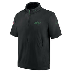 New York Jets 2024 Sideline Coach Short Sleeve Half-Zip Hoodie Jacket - Black - Nike