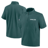 Philadelphia Eagles 2024 Sideline Coach Short Sleeve Half-Zip Hoodie Jacket - Midnight Green - Nike