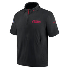 San Francisco 49ers 2024 Sideline Coach Short Sleeve Half-Zip Hoodie Jacket - Black - Nike