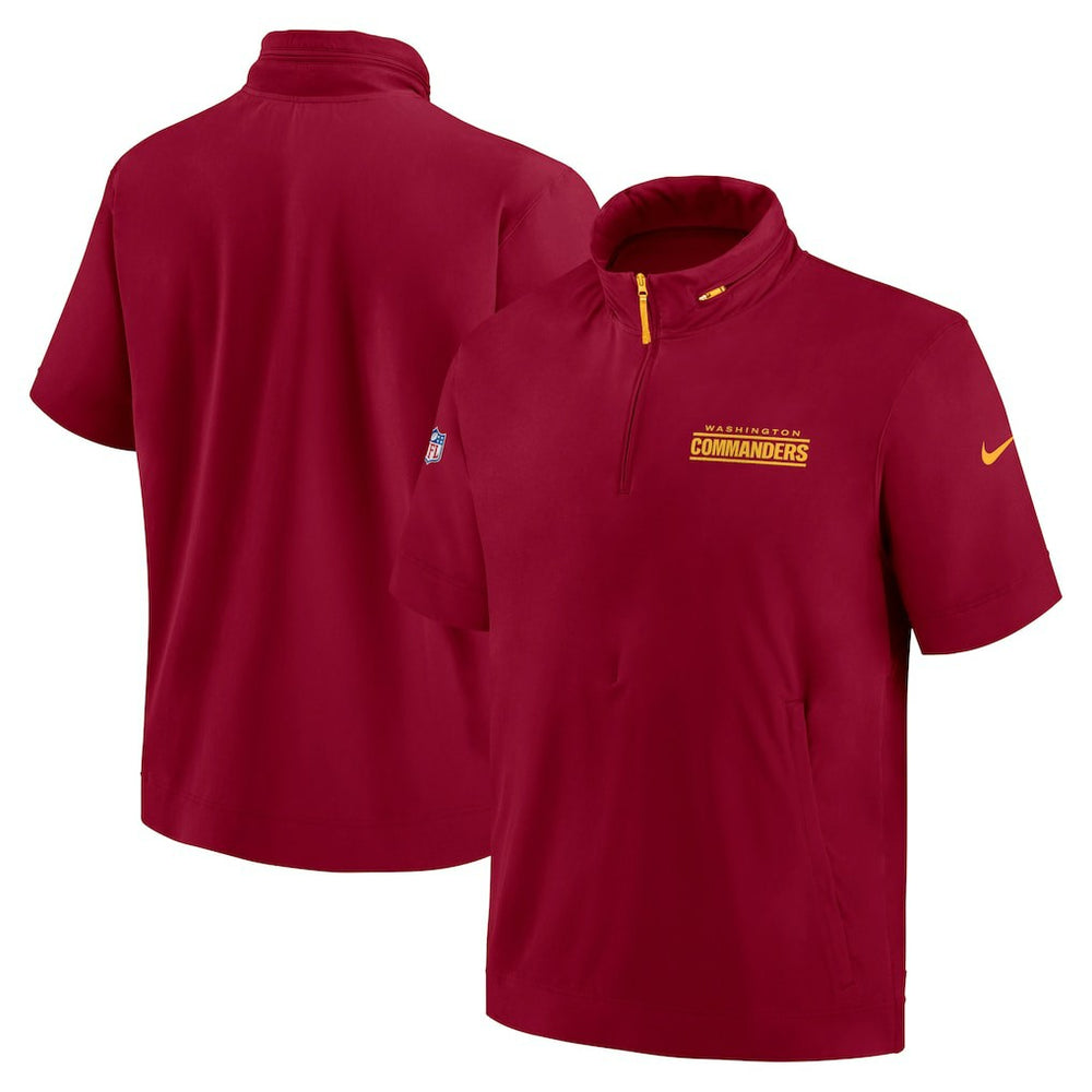 Washington Commanders 2024 Sideline Coach Short Sleeve Half-Zip Hoodie Jacket - Burgundy - Nike
