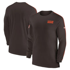 Cleveland Browns Sideline Coach UV Performance Long Sleeve T-Shirt - Brown - Nike