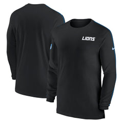 Detroit Lions Sideline Coach UV Performance Long Sleeve T-Shirt - Black - Nike