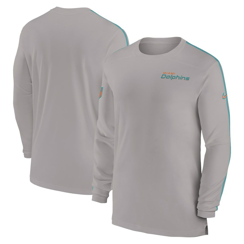 Miami Dolphins Sideline Coach UV Performance Long Sleeve T-Shirt - Gray - Nike