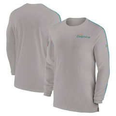 Miami Dolphins Sideline Coach UV Performance Long Sleeve T-Shirt - Gray - Nike