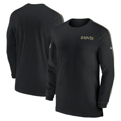 New Orleans Saints Sideline Coach UV Performance Long Sleeve T-Shirt - Black - Nike
