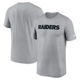 Las Vegas Raiders Primetime Legend Wordmark Performance T-Shirt - Heather Gray - Nike