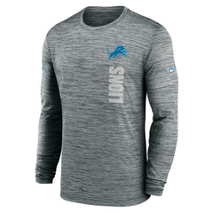 Detroit Lions Sideline Velocity Dri-FIT Long Sleeve T-Shirt - Gray - Nike