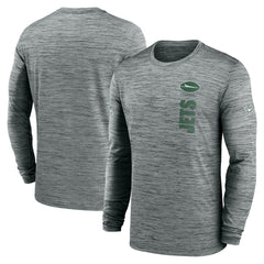 New York Jets Sideline Velocity Dri-FIT Long Sleeve T-Shirt - Gray - Nike