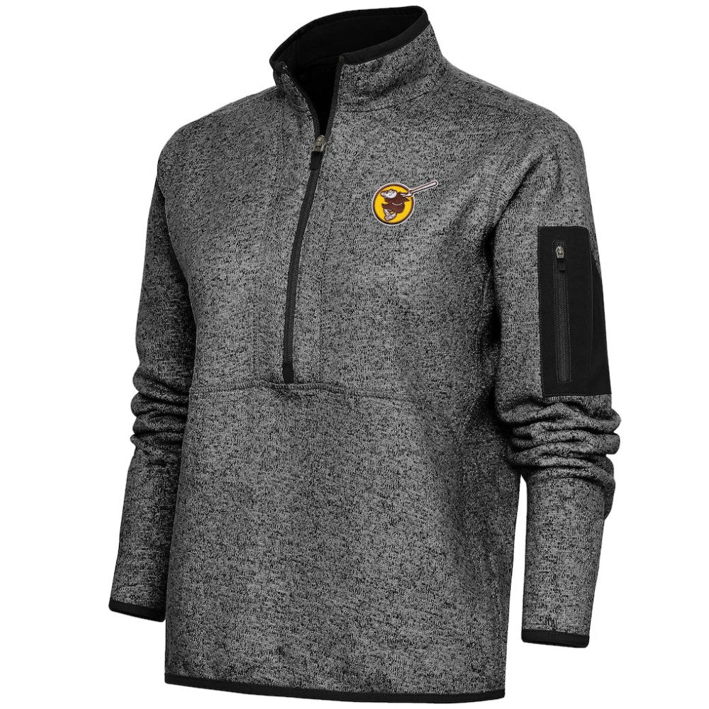 San Diego Padres Antigua Women's Cooperstown Logo Fortune Quarter-Zip Pullover Jacket Sale