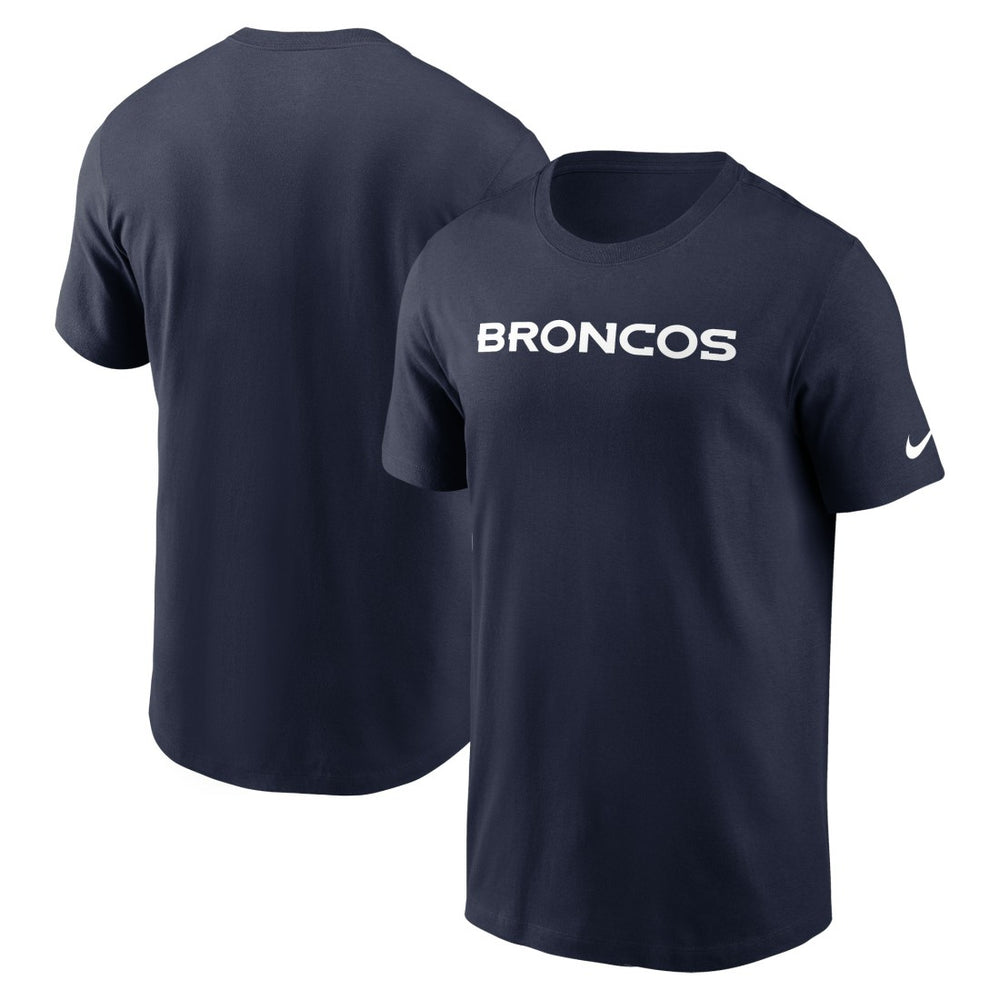 Denver Broncos Primetime Wordmark Essential T-Shirt - Navy - Nike
