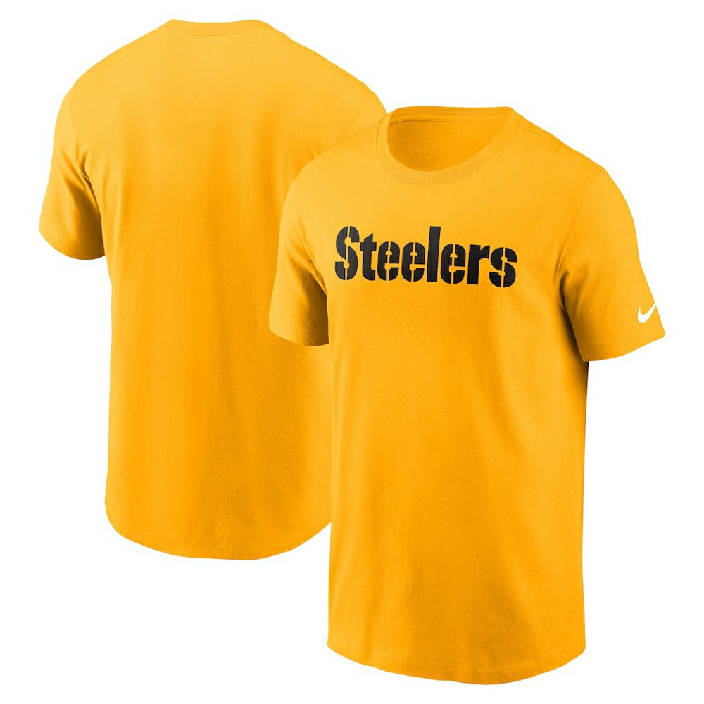 Pittsburgh Steelers Primetime Wordmark Essential T-Shirt - Gold - Nike