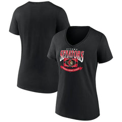 Ottawa Senators Women's Slapshot V-Neck T-Shirt - Black | NHL online