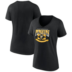Pittsburgh Penguins Women's Slapshot V-Neck T-Shirt - Black | NHL discount