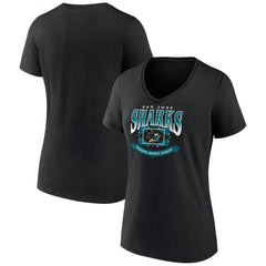 San Jose Sharks Women's Slapshot V-Neck T-Shirt - Black | NHL Clearance