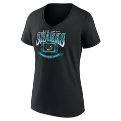 San Jose Sharks Women's Slapshot V-Neck T-Shirt - Black | NHL Clearance