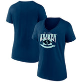 Seattle Kraken Women's Slapshot V-Neck T-Shirt - Deep Sea Blue | NHL on sale