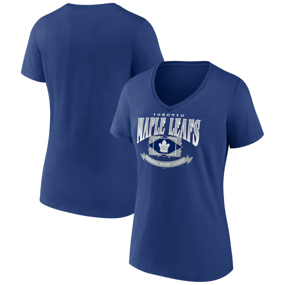 Toronto Maple Leafs Women's Slapshot V-Neck T-Shirt - Blue | NHL on sale