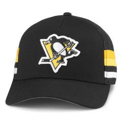 Pittsburgh Penguins American Needle HotFoot Stripes Trucker Adjustable Hat - Black | NHL on sale