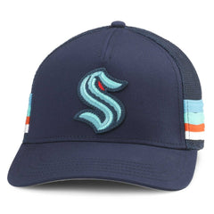 Seattle Kraken American Needle HotFoot Stripes Trucker Adjustable Hat - Deep Sea Blue | NHL near me