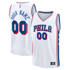 Fanatics Philadelphia 76ers Youth Fast Break Custom Replica Jersey White Association Edition