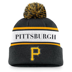 Pittsburgh Pirates Nike Team Stripe Peak Cuffed Knit Hat with Pom Discount