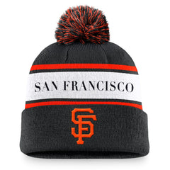 San Francisco Giants Nike Team Stripe Peak Cuffed Knit Hat with Pom Near Me
