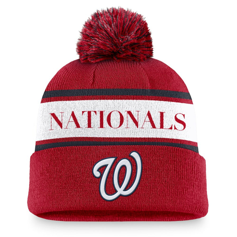 Washington Nationals Nike Team Stripe Peak Cuffed Knit Hat with Pom Outlet
