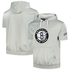 Fanatics Brooklyn Nets Short Sleeve Pullover Hoodie Silver/White