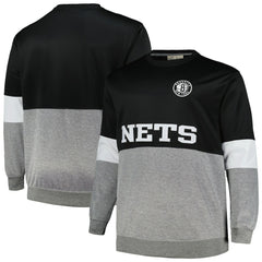 Fanatics Brooklyn Nets Big & Tall Split Pullover Sweatshirt Black/Heather Gray