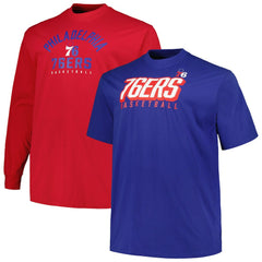Fanatics Philadelphia 76ers Big & Tall Short Sleeve & Long Sleeve T-Shirt Set Royal/Red