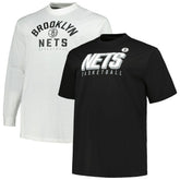 Fanatics Brooklyn Nets Big & Tall Short Sleeve & Long Sleeve T-Shirt Set Black/White