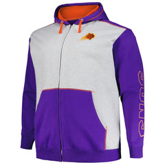 Fanatics Phoenix Suns Big & Tall Contrast Pieced Stitched Full-Zip Hoodie Purple/Heather Gray
