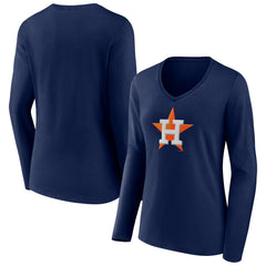 Houston Astros Fanatics Women's Official Logo V-Neck Long Sleeve T-Shirt Sale