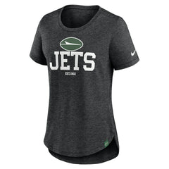 New York Jets Women's Fashion Tri-Blend T-Shirt - Heather Black - Nike