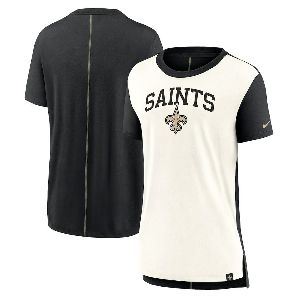 New Orleans Saints Women's Wordmark Tri-Blend T-Shirt - Cream/Black - Nike