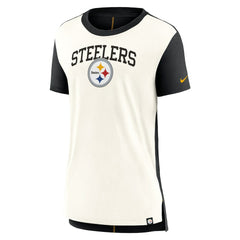 Pittsburgh Steelers Women's Wordmark Tri-Blend T-Shirt - Cream/Black - Nike