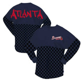 Atlanta Braves Fanatics Women's Checker Print Long Sleeve T-Shirt Discount