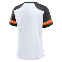 Cincinnati Bengals Women's Foiled Primary Lace-Up T-Shirt - White/Black - Fanatics