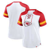 Kansas City Chiefs Women's Foiled Primary Lace-Up T-Shirt - White/Red - Fanatics